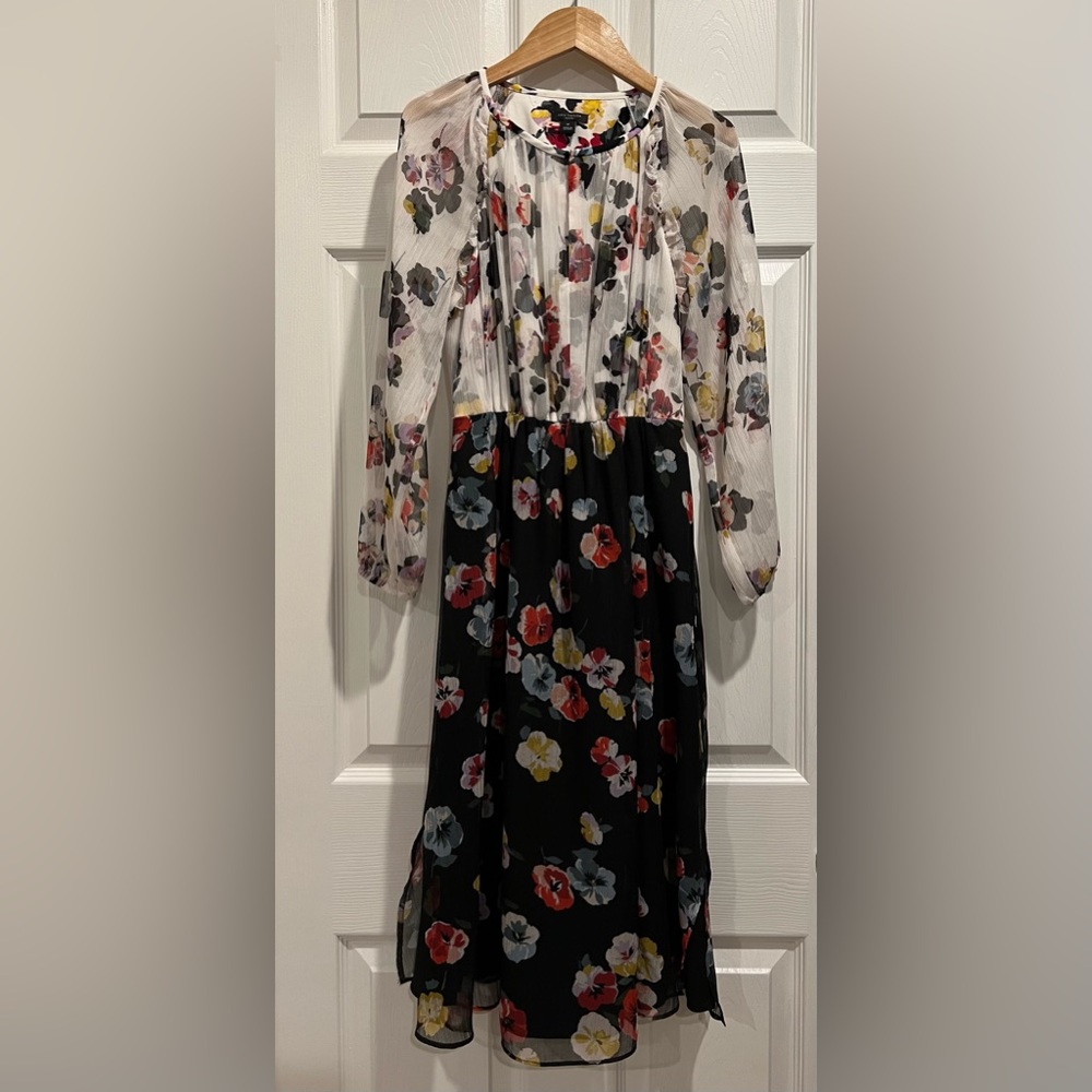 Ann Taylor petite floral midi dress 0P